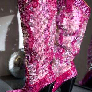 Cape Robbin Fuchsia Rhinestone Heeled Boots